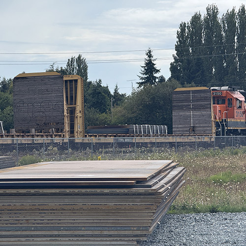 2-inch-thick plate transported via rail to the fabrication facility in Anacortes, WA.